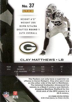 2013 Panini Spectra #37 Clay Matthews Back