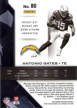 2013 Panini Spectra #80 Antonio Gates Back