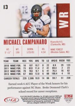2014 SAGE HIT #13 Michael Campanaro Back
