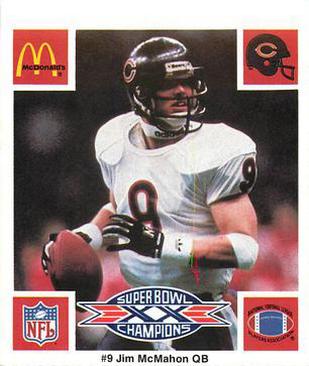 1986 McDonald's Chicago Bears #NNO Jim McMahon Front
