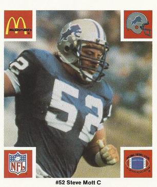 1986 McDonald's Detroit Lions #NNO Steve Mott Front