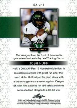 2014 Leaf Valiant #BA-JH1 Josh Huff Back