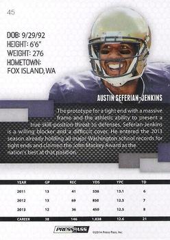 2014 Press Pass - Gold #45 Austin Seferian-Jenkins Back