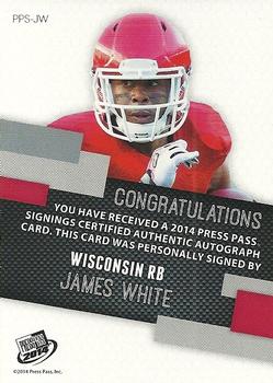 2014 Press Pass - Autographs Gold Red Ink #PPS-JW James White Back