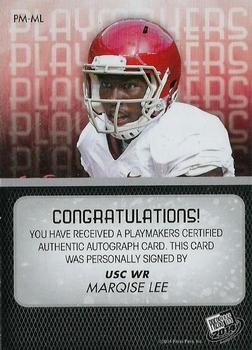 2014 Press Pass - Playmakers Autographs Green #PM-MLR Marqise Lee (Red Ink) Back
