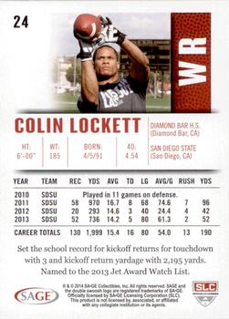 2014 SAGE HIT - Gold #24 Colin Lockett Back