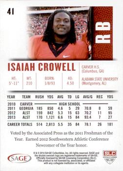 2014 SAGE HIT - Silver #41 Isaiah Crowell Back