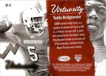 2014 SAGE HIT - Virtuosity #V-1 Teddy Bridgewater Back