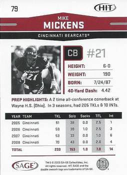 2009 SAGE HIT #79 Mike Mickens Back