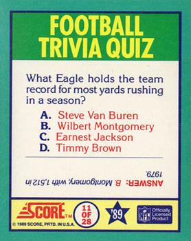 1989 Score - Magic Motion: Football Trivia Quiz #11 Football Trivia Quiz Back