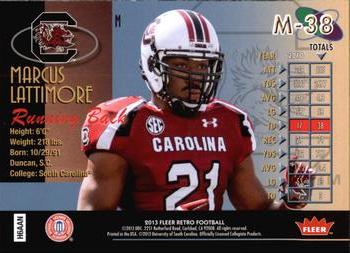 2013 Fleer Retro - '98 Metal Universe #M-38 Marcus Lattimore Back