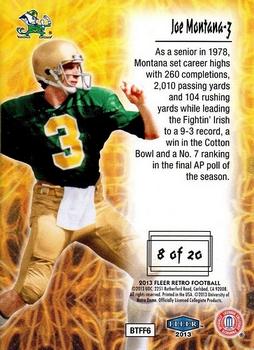 2013 Fleer Retro - Fleer Tradition Electrifying #8 Joe Montana Back