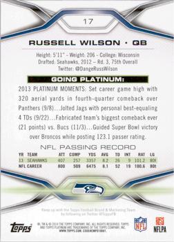 2014 Topps Platinum #17 Russell Wilson Back