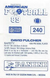 1989 Panini Stickers (UK) #240 David Fulcher Back