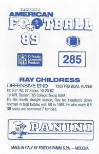 1989 Panini Stickers (UK) #285 Ray Childress Back