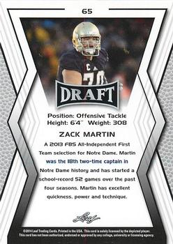 2014 Leaf Draft - Gold #65 Zack Martin Back