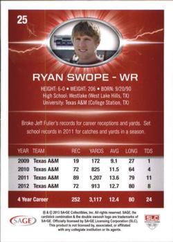 2013 SAGE HIT - Red #25 Ryan Swope Back