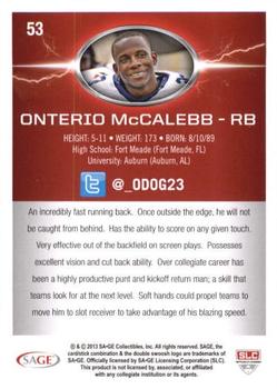 2013 SAGE HIT - Red #53 Onterio McCalebb Back