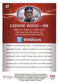 2013 SAGE HIT - Red #57 Cierre Wood Back