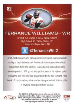 2013 SAGE HIT - Red #82 Terrance Williams Back