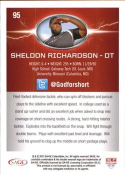 2013 SAGE HIT - Red #95 Sheldon Richardson Back