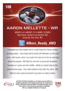 2013 SAGE HIT - Red #108 Aaron Mellette Back