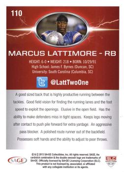 2013 SAGE HIT - Red #110 Marcus Lattimore Back