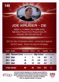 2013 SAGE HIT - Red #149 Joe Kruger Back