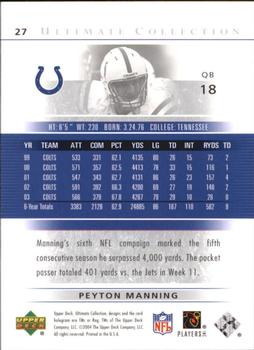 2004 Upper Deck Ultimate Collection #27 Peyton Manning Back