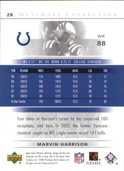 2004 Upper Deck Ultimate Collection #28 Marvin Harrison Back