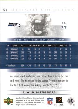 2004 Upper Deck Ultimate Collection #57 Shaun Alexander Back