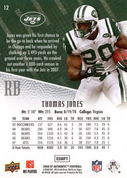 2008 SP Authentic #12 Thomas Jones Back