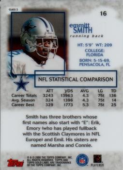 2000 Topps Gold Label - Class 2 #16 Emmitt Smith Back