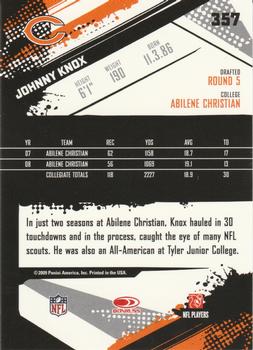 2009 Score #357 Johnny Knox Back