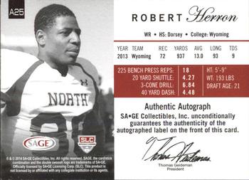 2014 SAGE Autographed - Master Edition #25 Robert Herron Back