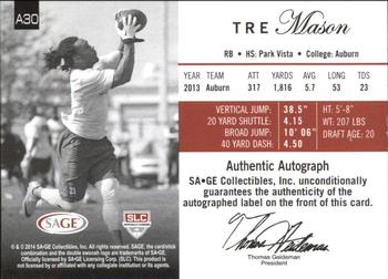 2014 SAGE Autographed - Master Edition #30 Tre Mason Back