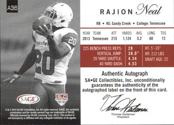 2014 SAGE Autographed - Master Edition #36 Rajion Neal Back