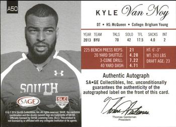 2014 SAGE Autographed - Master Edition #50 Kyle Van Noy Back