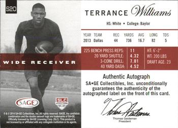 2014 SAGE Autographed - Sophomore Autographs Master Edition #S20 Terrance Williams Back
