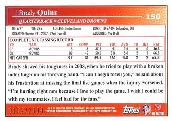 2009 Topps - Gold #150 Brady Quinn Back