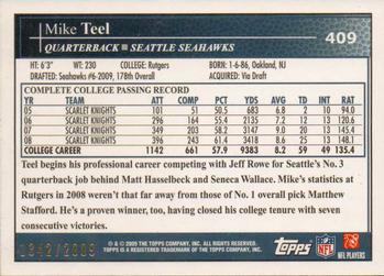 2009 Topps - Gold #409 Mike Teel Back