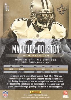 2014 Panini Prestige #163 Marques Colston Back