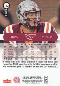 2014 Flair Showcase #112 Logan Thomas Back