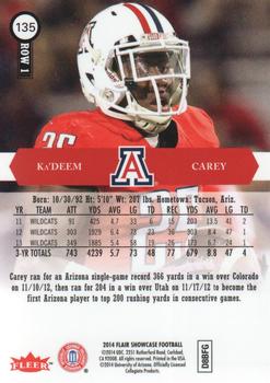 2014 Flair Showcase #135 Ka'Deem Carey Back