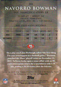 2014 Topps Valor #104 NaVorro Bowman Back