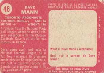 1958 Topps CFL #46 Dave Mann Back