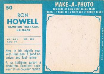 1961 Topps CFL #50 Ron Howell Back