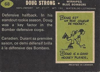 1970 O-Pee-Chee CFL #68 Doug Strong Back