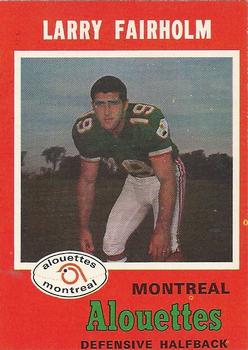 1971 O-Pee-Chee CFL #110 Larry Fairholm Front