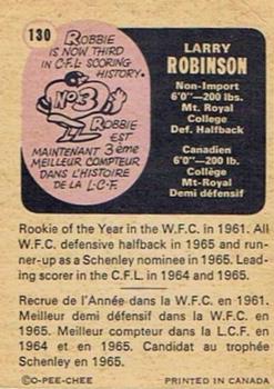 1971 O-Pee-Chee CFL #130 Larry Robinson Back